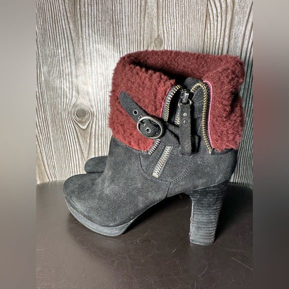 Ugg Shearling Heeled Booties Sz 8.5 - Picture 11 of 12